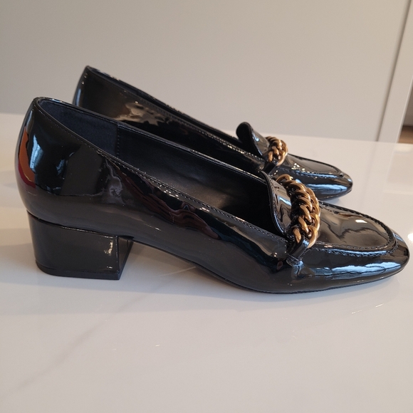 Zara black mid-height block heel chain loafers. Sz 8 - Picture 2 of 5